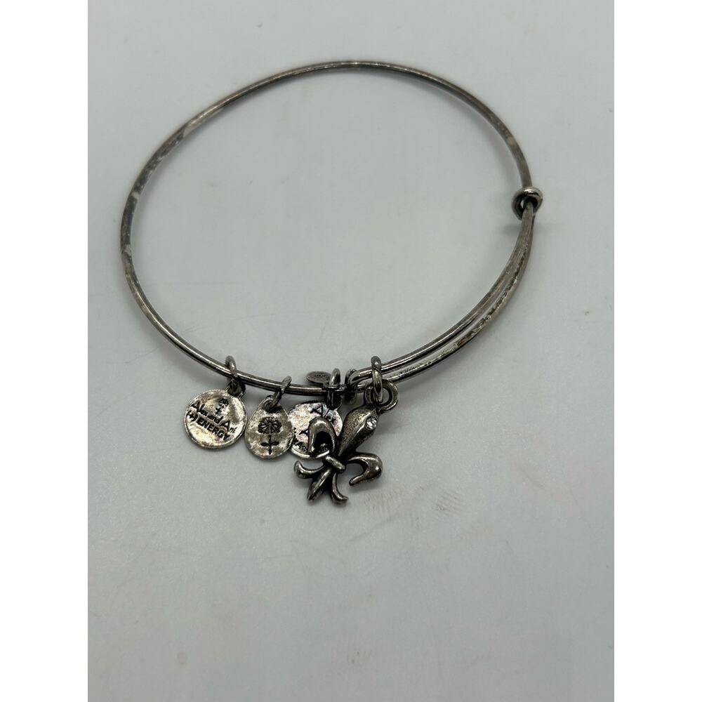 Alex & Ani Bracelet Lucky Clover Energy Fortune Silver Bangle Charm - Picture 1 of 3